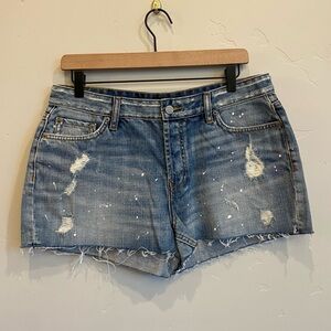 RAILS Distressed Splattered Denim Jean Cuttoff Shorts